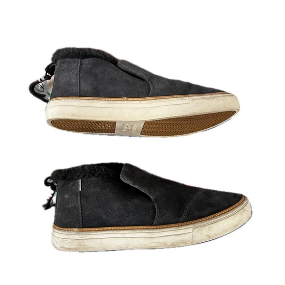 TOMS Women's Size 11 Gray Suede Shearling Lined Slip On Mid Top Booties Shoes - Picture 4 of 9